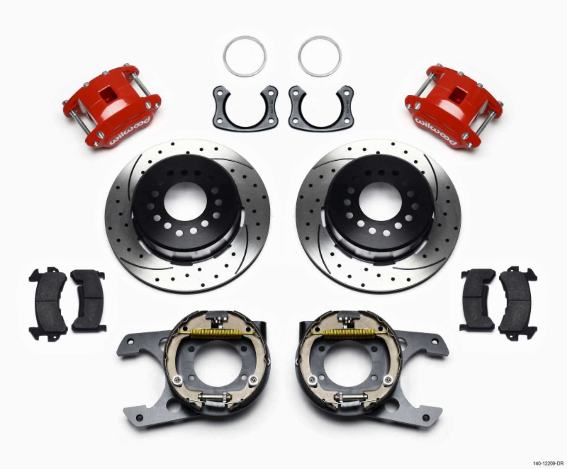 Picture of Wilwood D154 P-S P-B Kit Drilled-Red New Big Ford 2-50in Offset