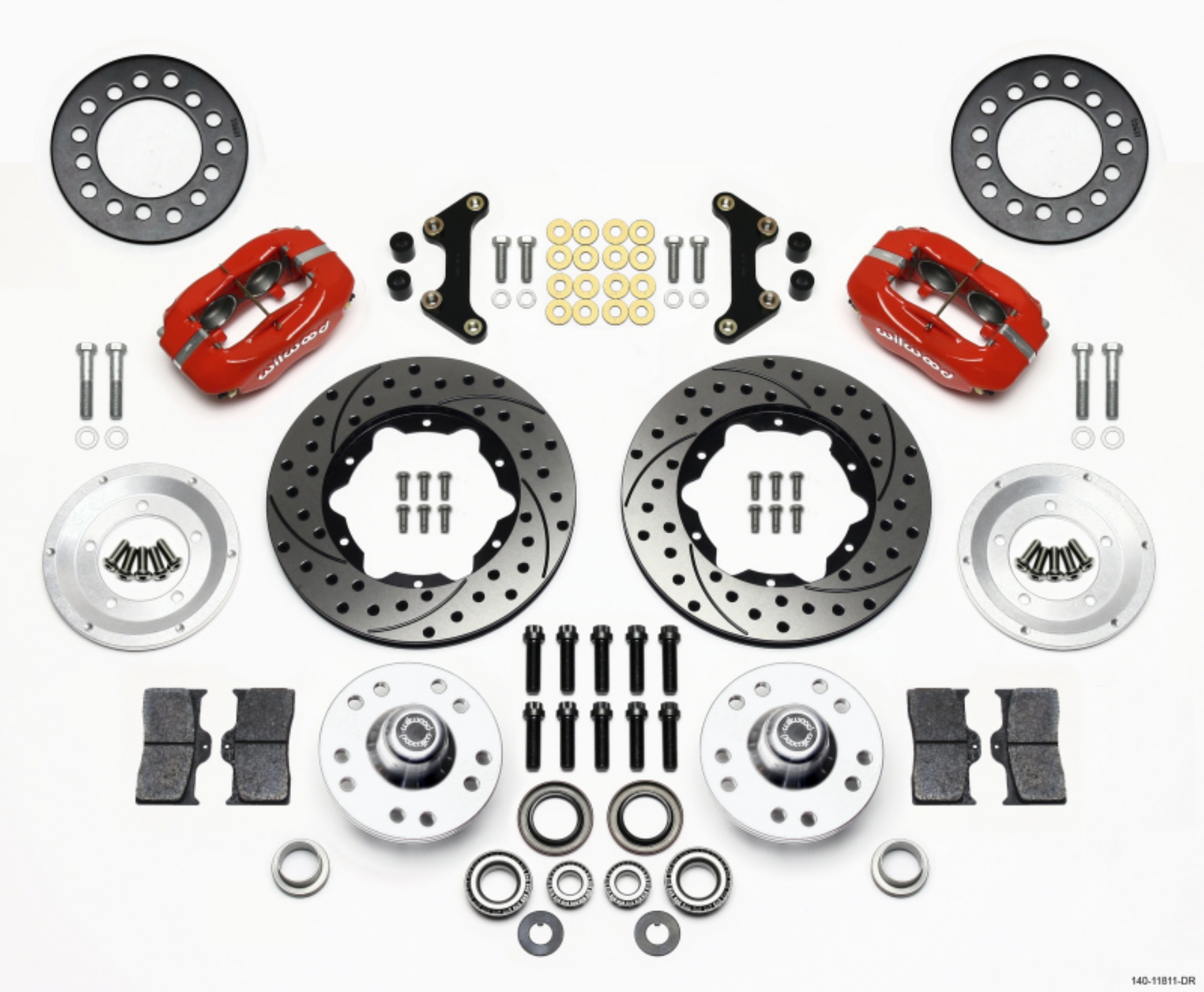 Picture of Wilwood Forged Dynalite Front Kit 11-00in Drill-Red 49-54 Chevy - 53-62 Corvette