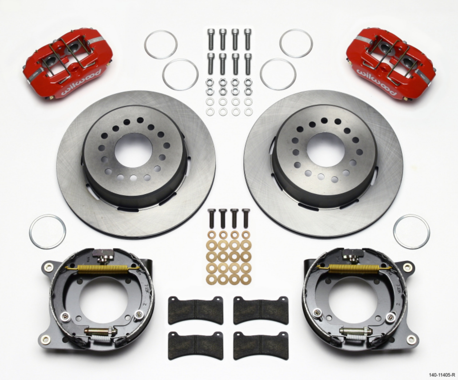 Picture of Wilwood Dynapro Low-Profile 11-00in P-Brake Kit - Red 55-57 Chevy 2-34in Offset