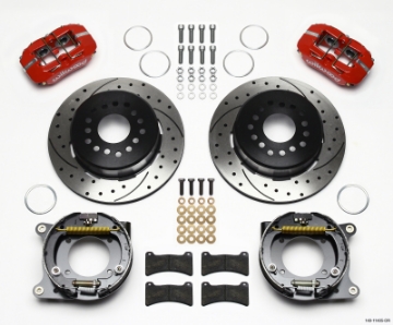 Picture of Wilwood Dynapro Low-Profile 11-00in P-Brake Kit Drill-Red 55-57 Chevy 2-34in Offset