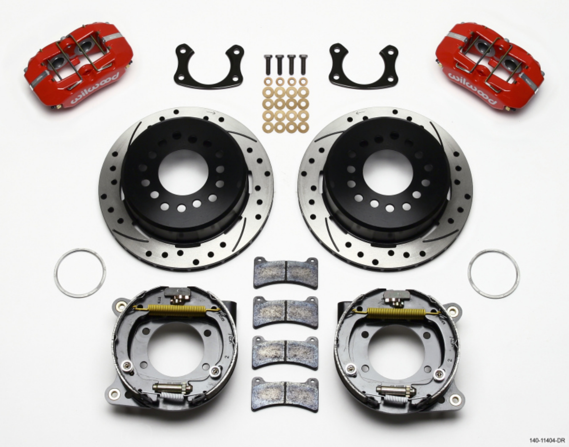 Picture of Wilwood Dynapro Low-Profile 11-00in P-Brake Kit Drill-Red New Big Ford 2-50in Off Front Mount
