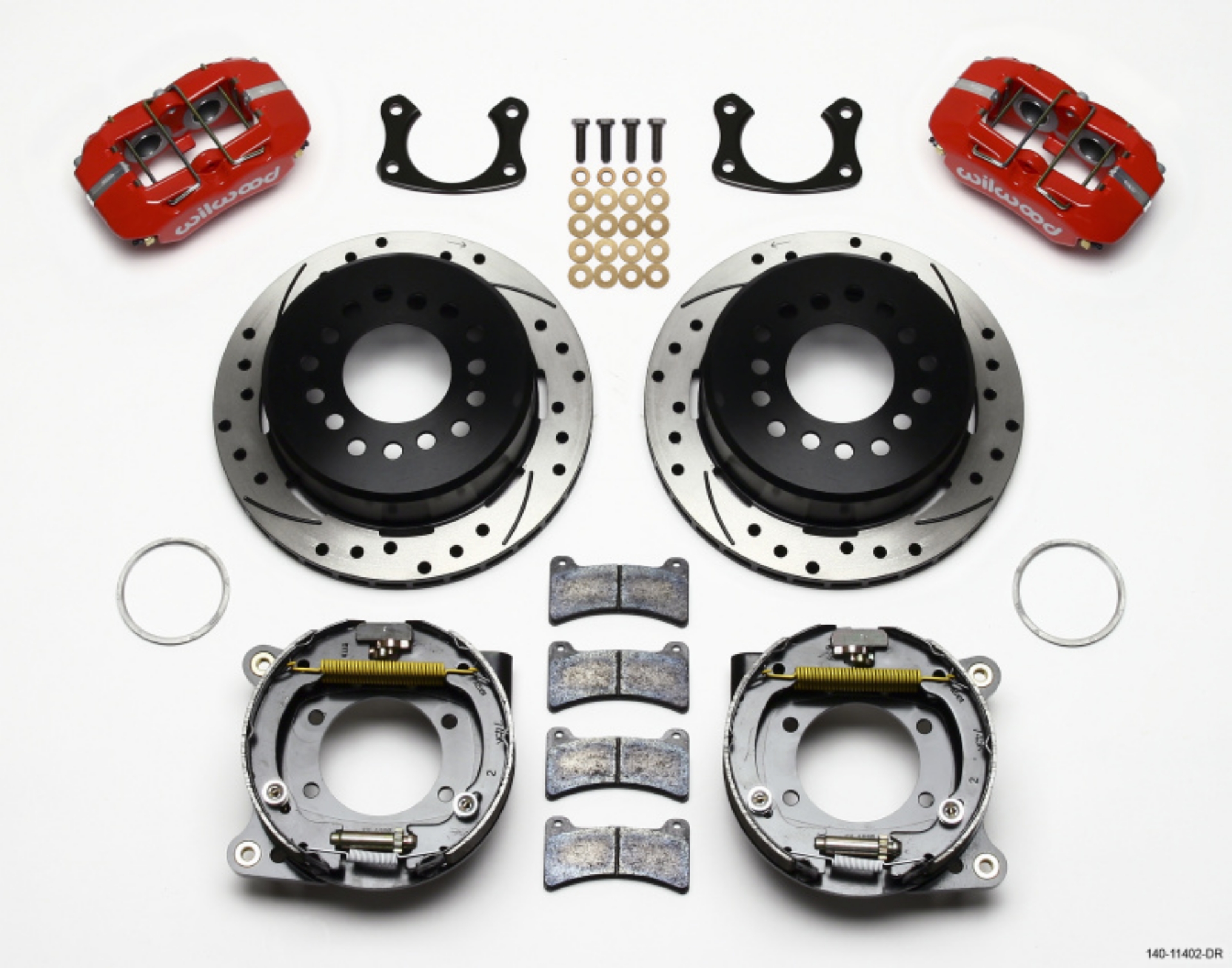 Picture of Wilwood Dynapro Low-Profile 11-00in P-Brake Kit Drill-Red New Big Ford 2-36in Offset