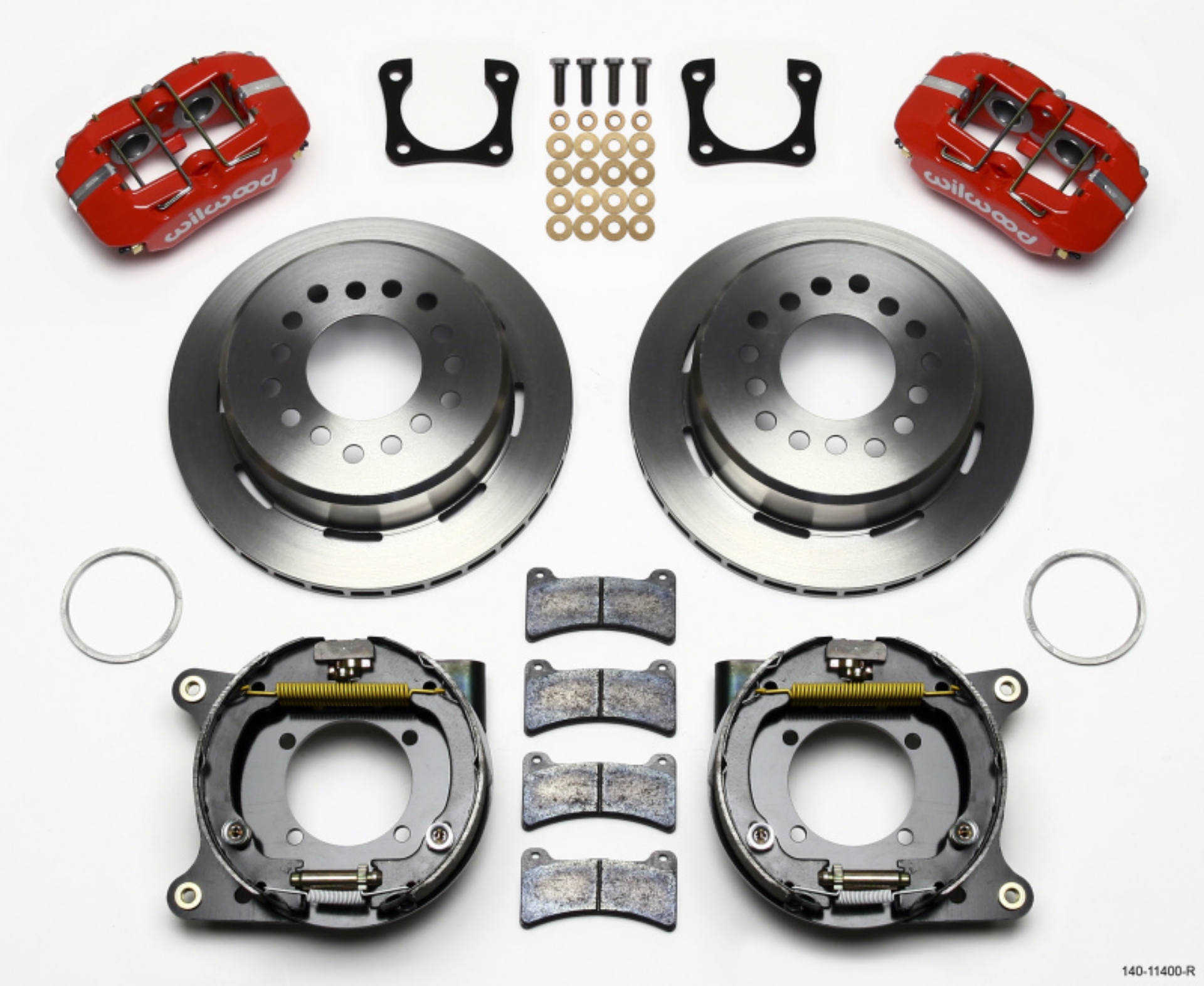 Picture of Wilwood Dynapro Low-Profile 11-00in P-Brake Kit - Red Chevy 12 Bolt Spcl 2-81in Off Stag Mount