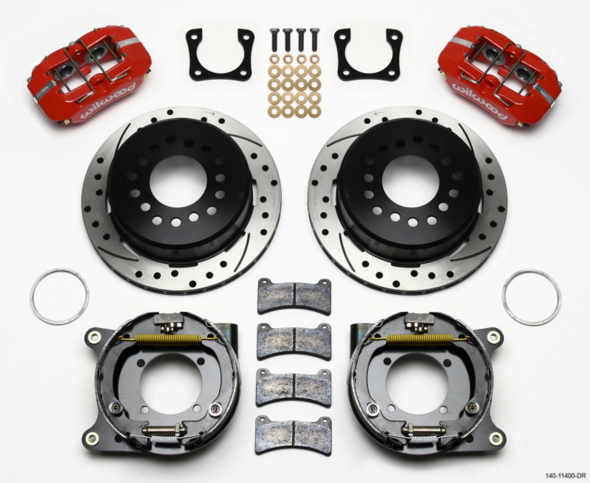 Picture of Wilwood Dynapro Low-Profile 11-00in P-Brake Kit Drill-Red Chevy 12 Bolt Spcl 2-81in Off Stag Mount
