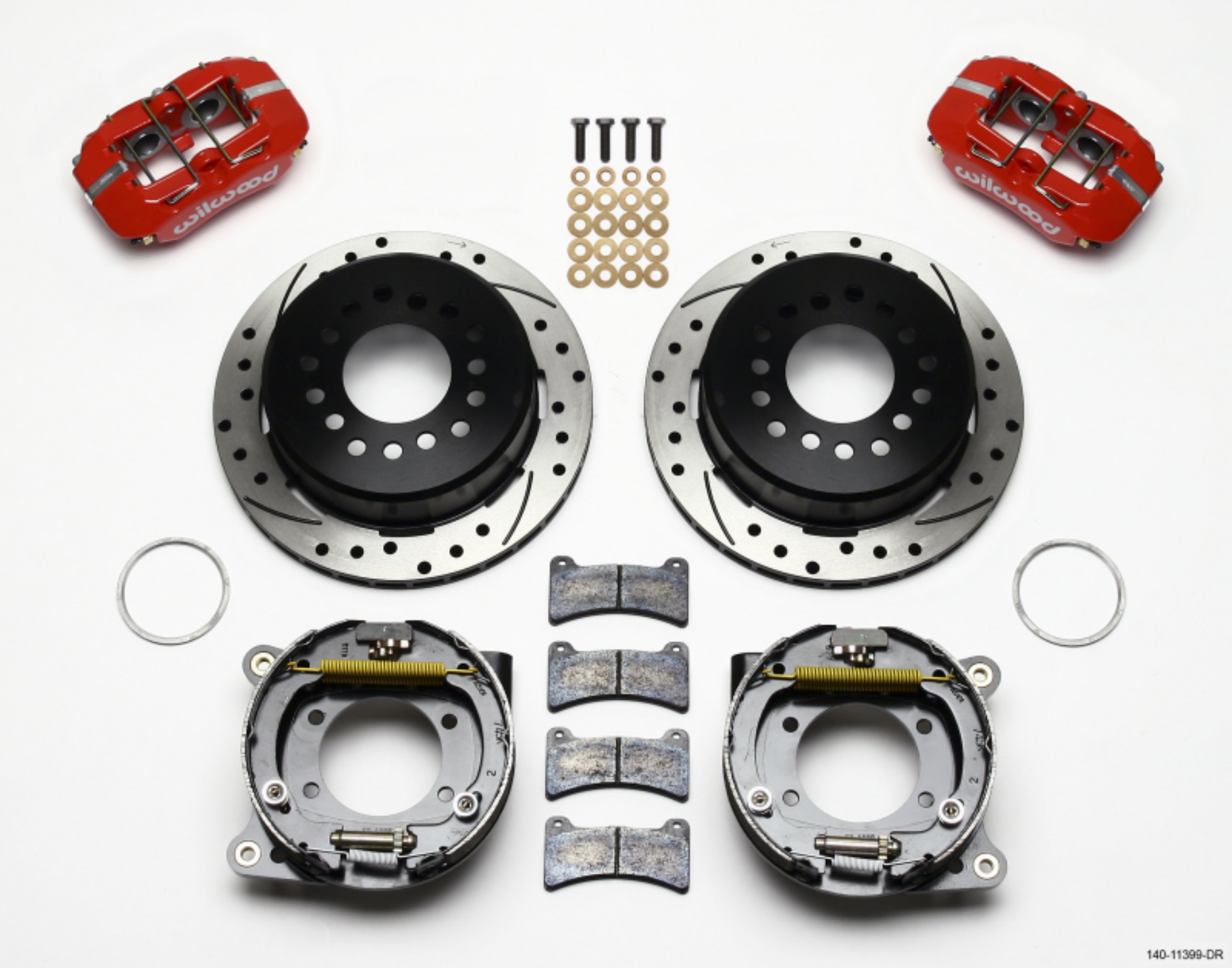 Picture of Wilwood Dynapro Low-Profile 11-00in P-Brake Kit Drill-Red 93-97 Camaro-Firebird 2-75in Offset