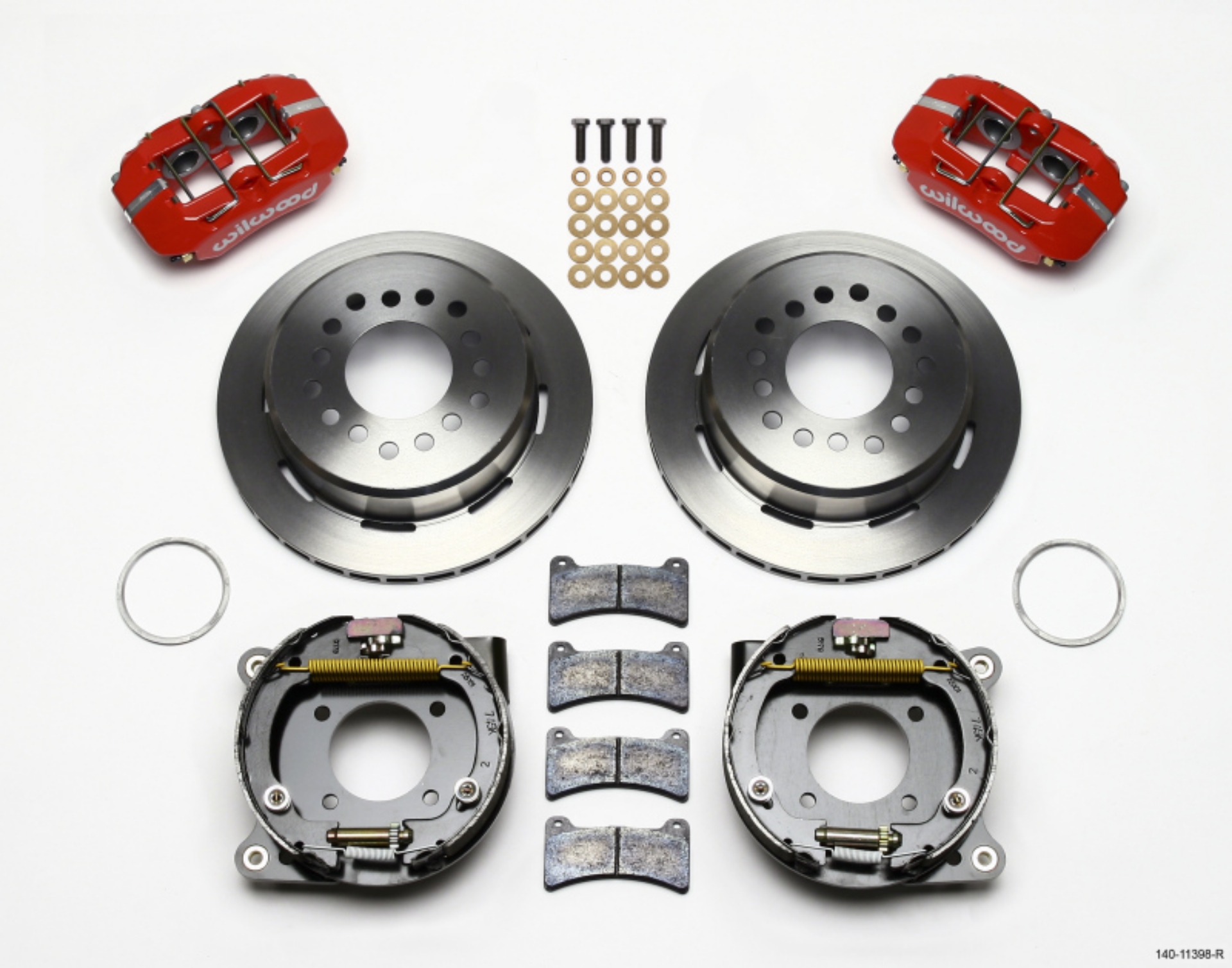 Picture of Wilwood Dynapro Low-Profile 11-00in P-Brake Kit - Red Chevy 12 Bolt 2-75in Off w- C-Clips