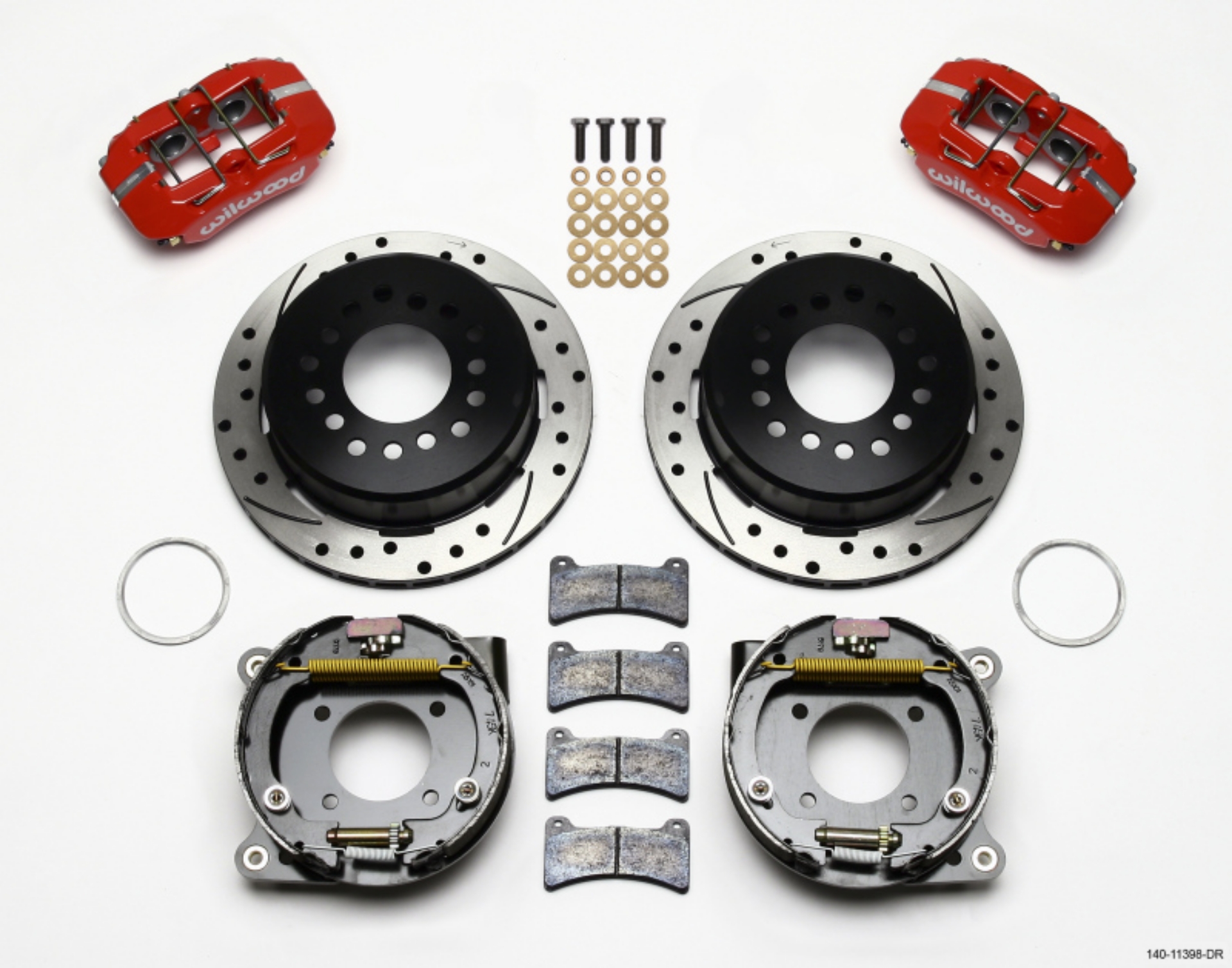 Picture of Wilwood Dynapro Low-Profile 11-00in P-Brake Kit Drill-Red Chevy 12 Bolt 2-75in Off w- C-Clips