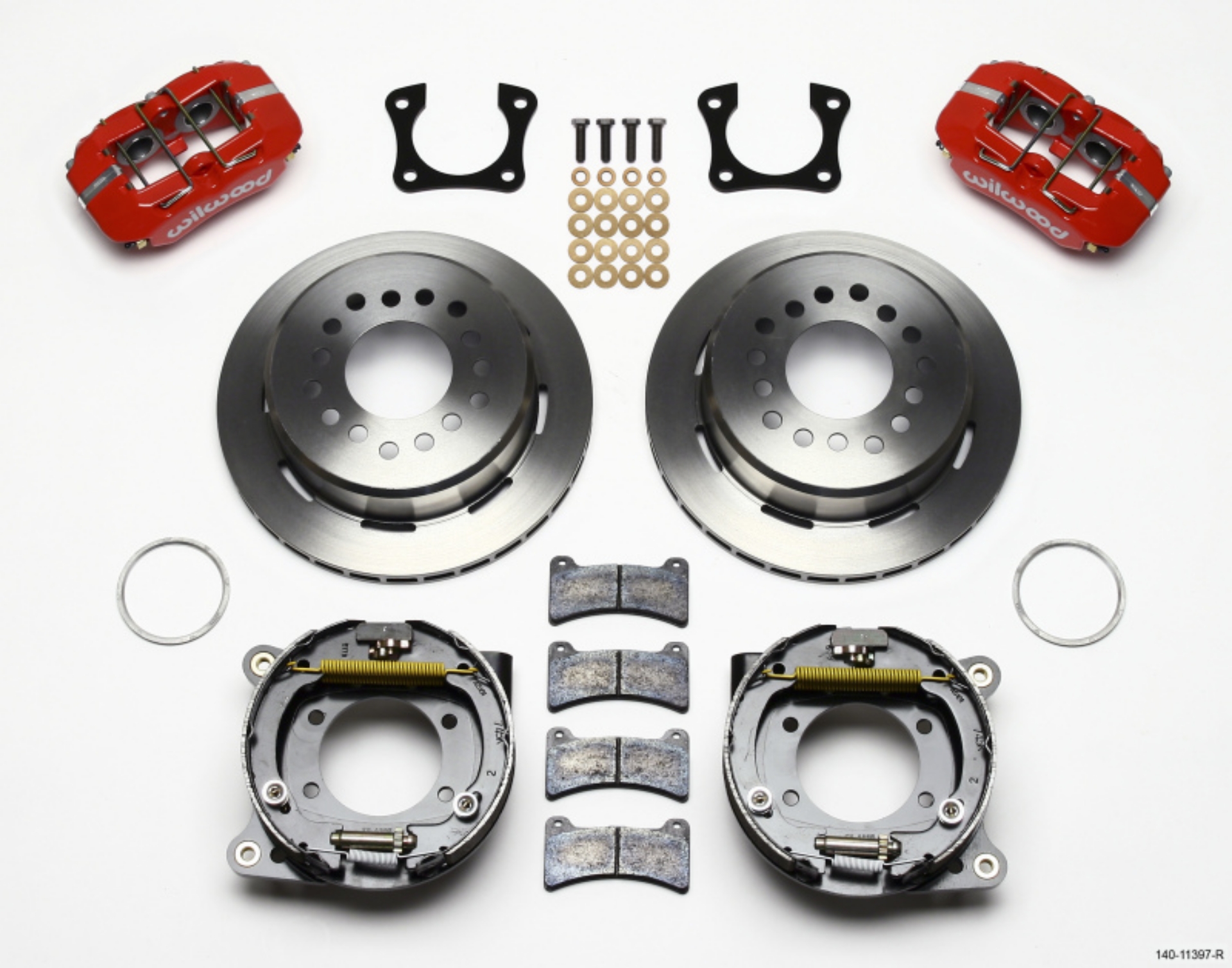Picture of Wilwood Dynapro Low-Profile 11-00in P-Brake Kit - Red 58-64 Olds-Pontiac Ends 2-81in Offset