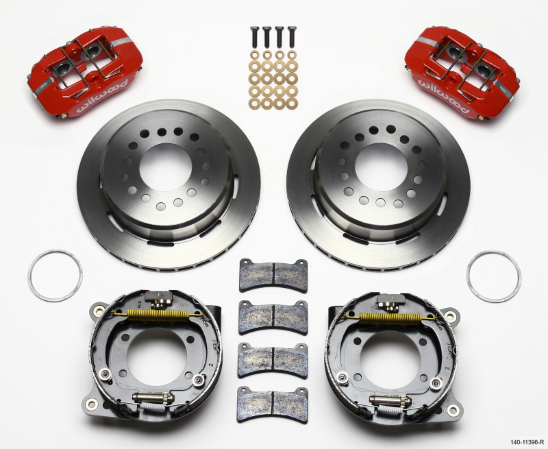 Picture of Wilwood Dynapro Low-Profile 11-00in P-Brake Kit - Red Ford 8-8 w-2-50in Offset-5 Lug