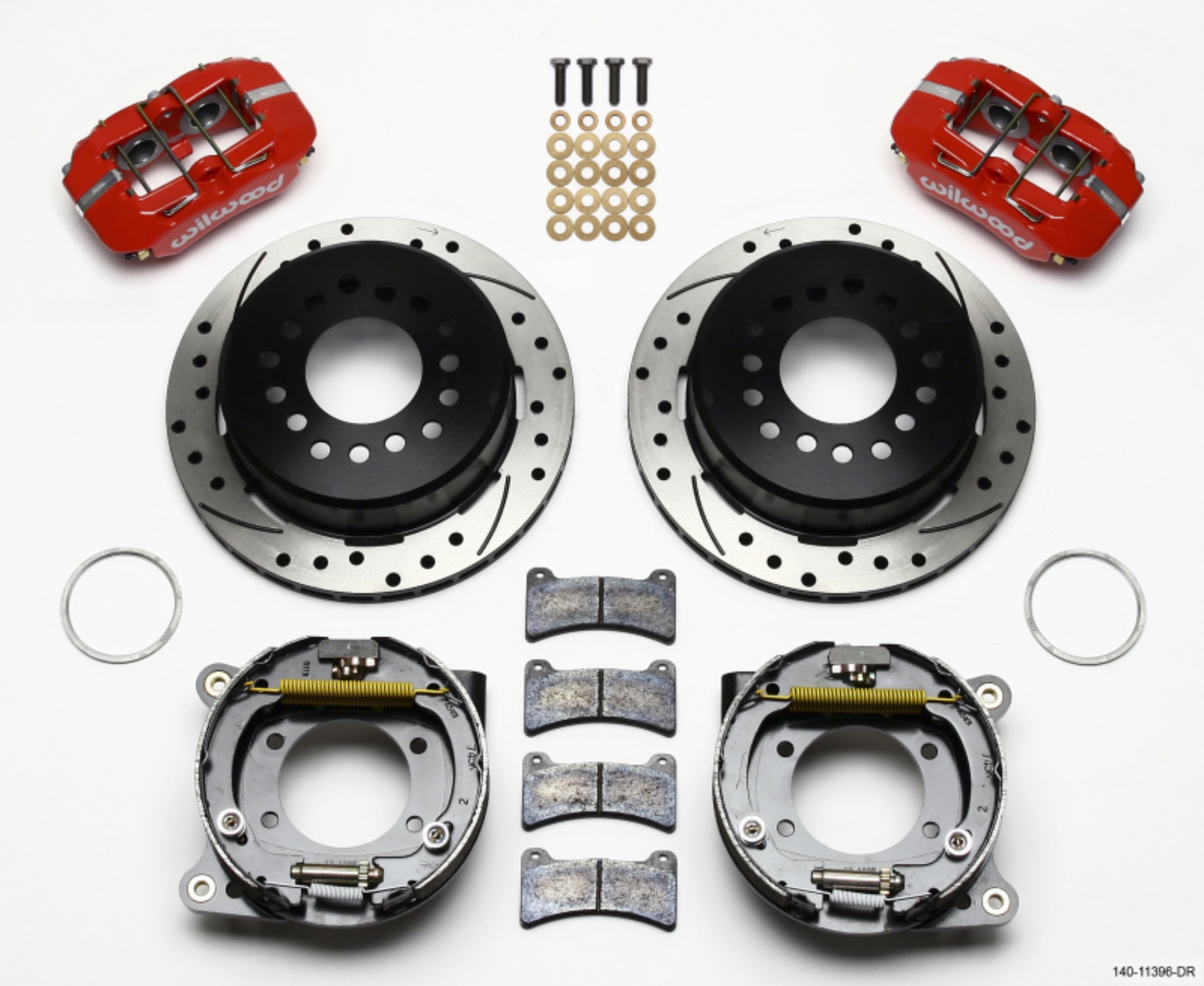 Picture of Wilwood Dynapro Low-Profile 11-00in P-Brake Kit Drill-Red Ford 8-8 w-2-50in Offset-5 Lug