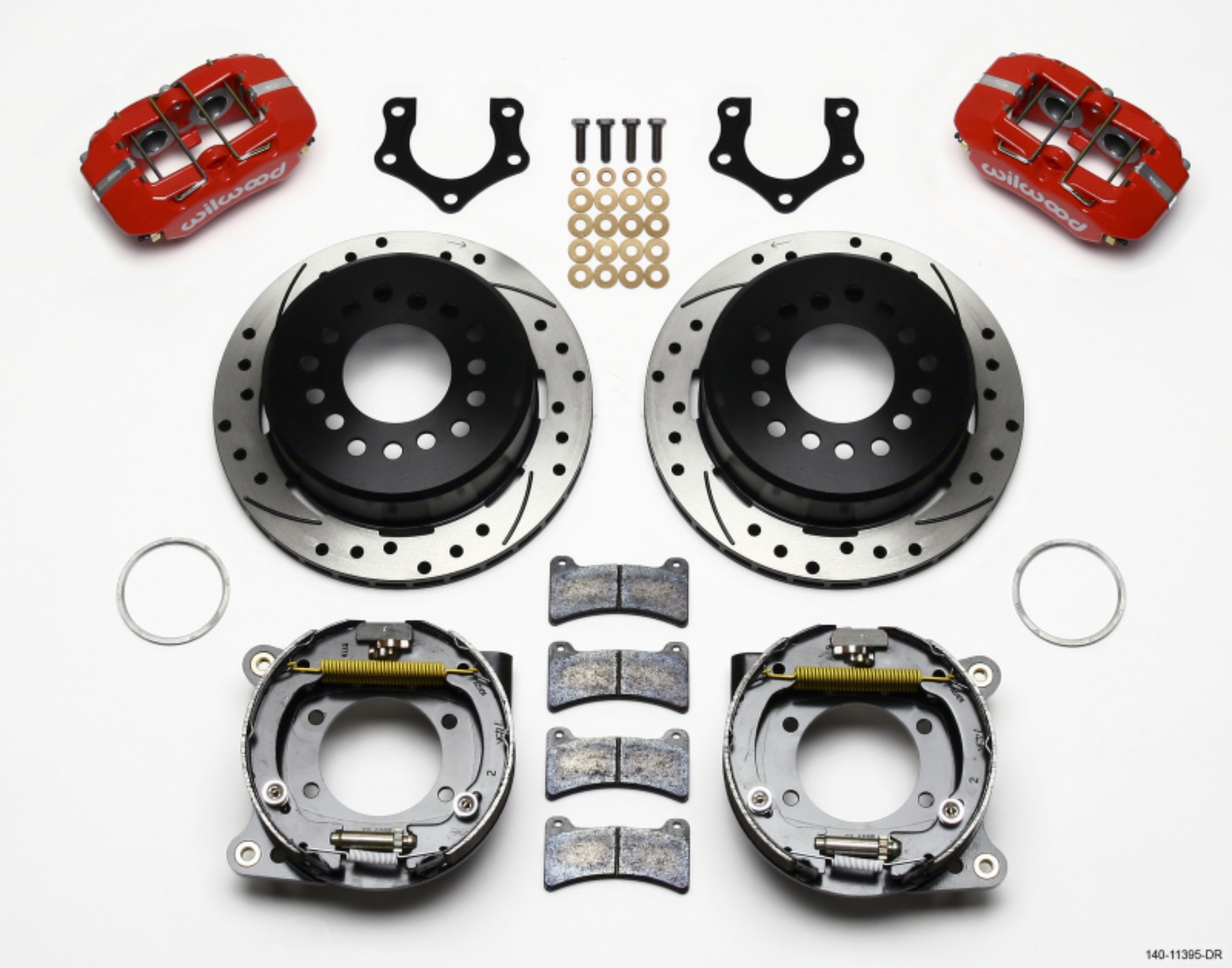 Picture of Wilwood Dynapro Low-Profile 11-00in P-Brake Kit Drill-Red Mopar-Dana 2-36in Off w-Snap Ring Bearing