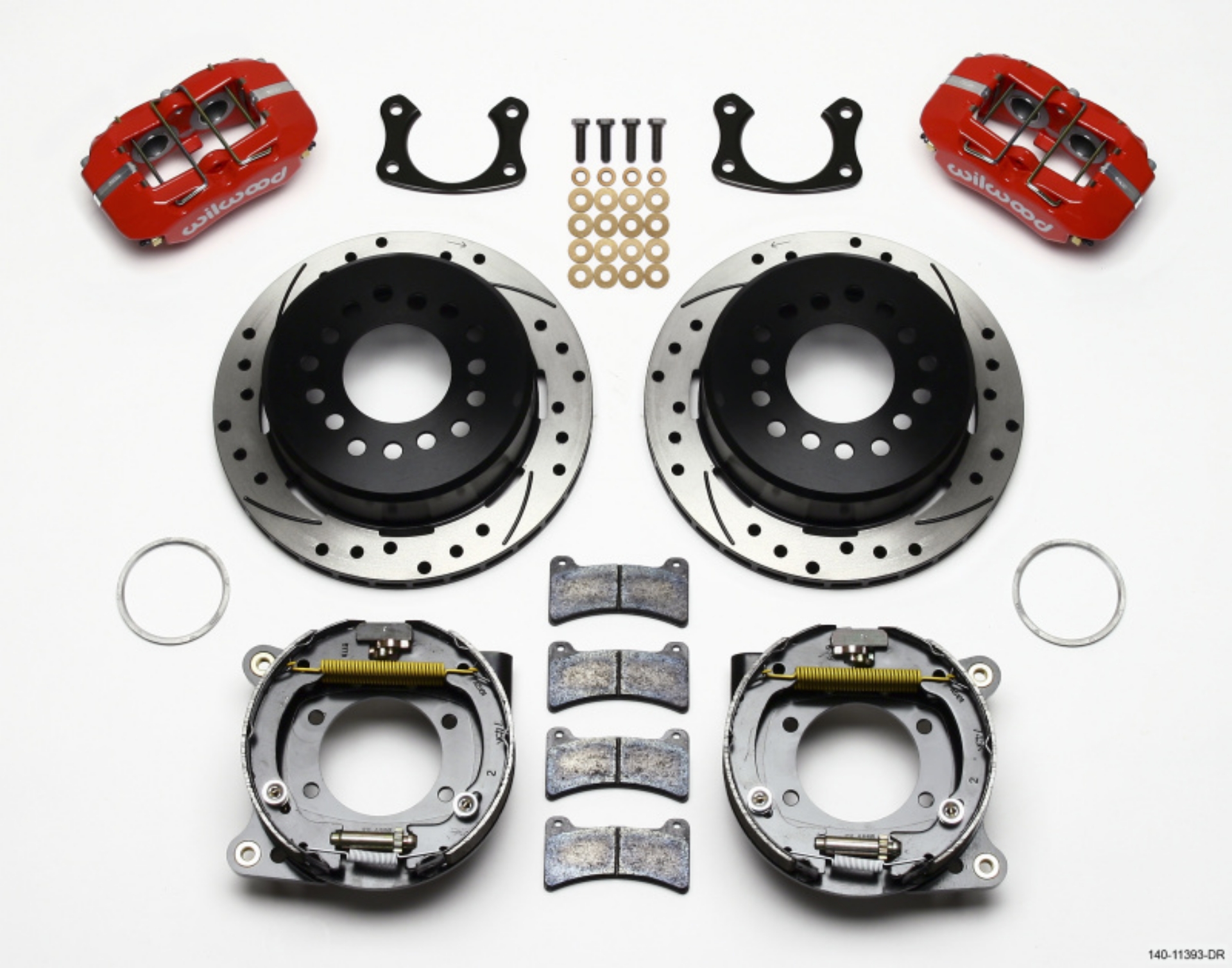 Picture of Wilwood Dynapro Low-Profile 11-00in P-Brake Kit Drill-Red Small Ford 2-66in Offset