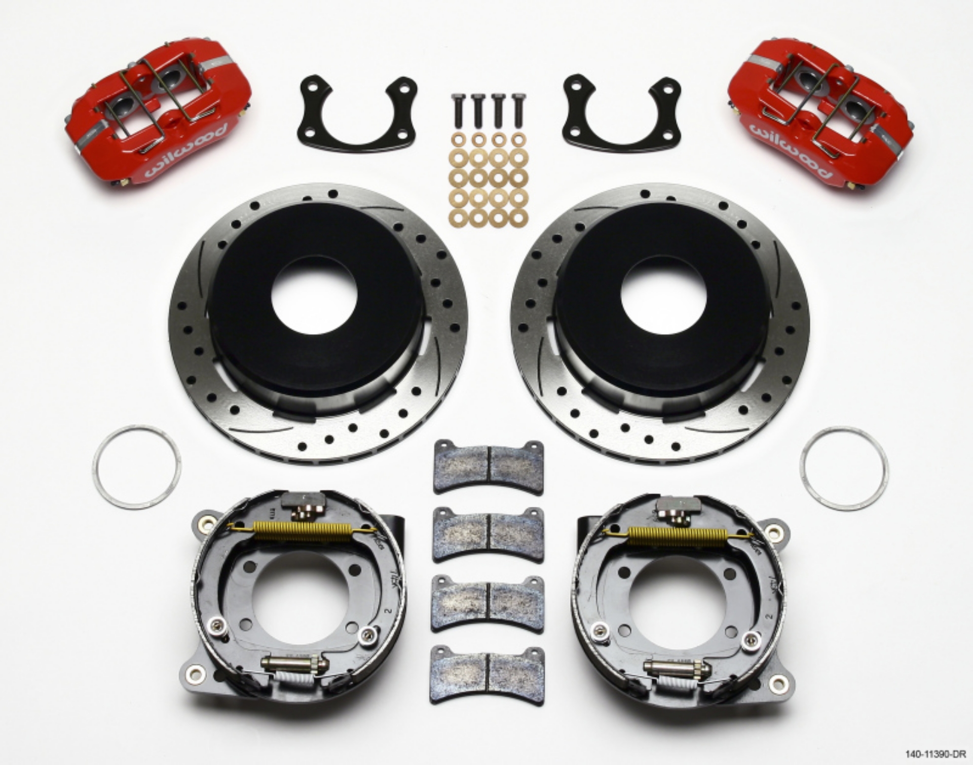 Picture of Wilwood Dynapro Low-Profile 11-00in P-Brake Kit Drill-Red New Big Ford 2-50in Offset