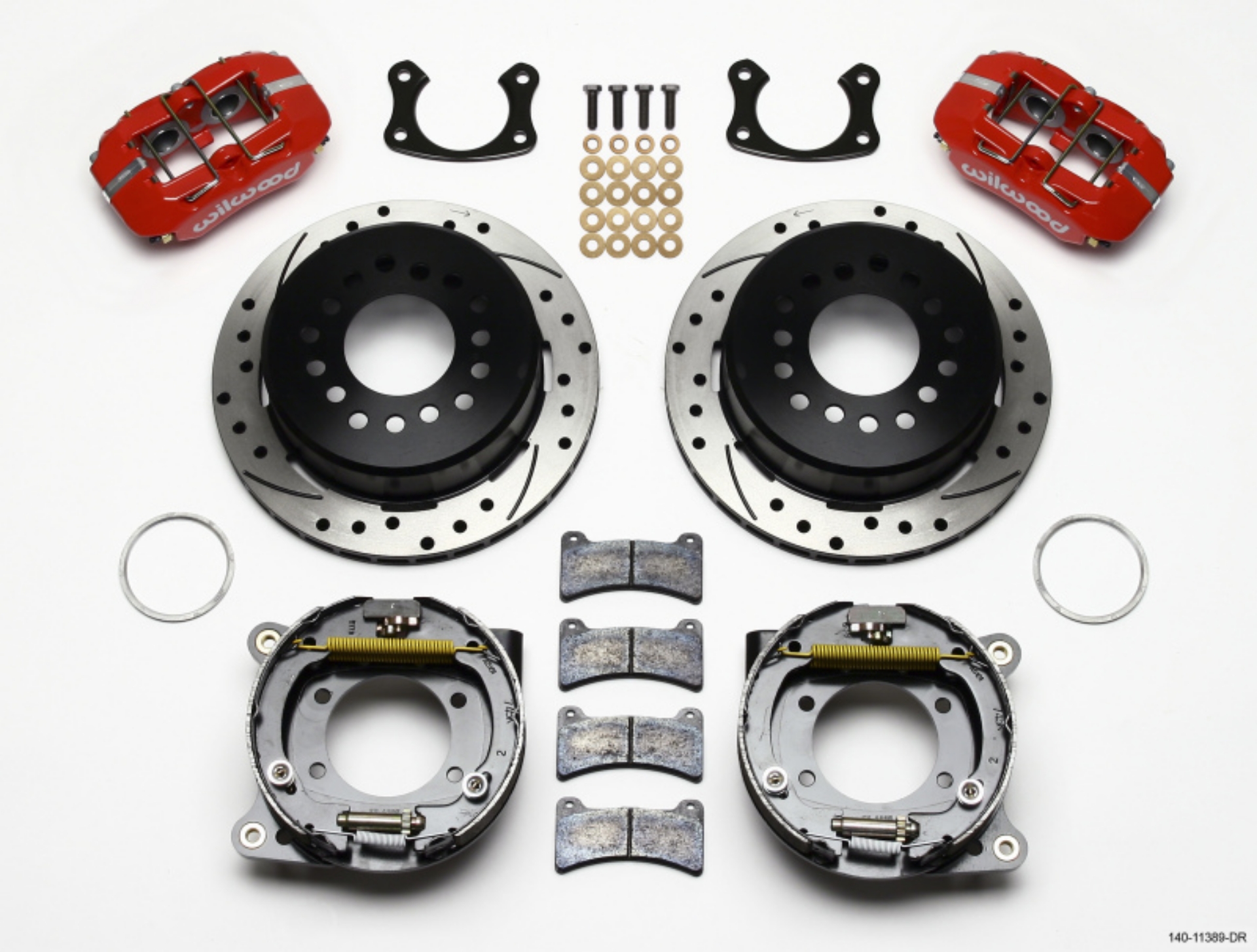 Picture of Wilwood Dynapro Low-Profile 11-00in P-Brake Kit Drill-Red New Big Ford 2-50in Offset