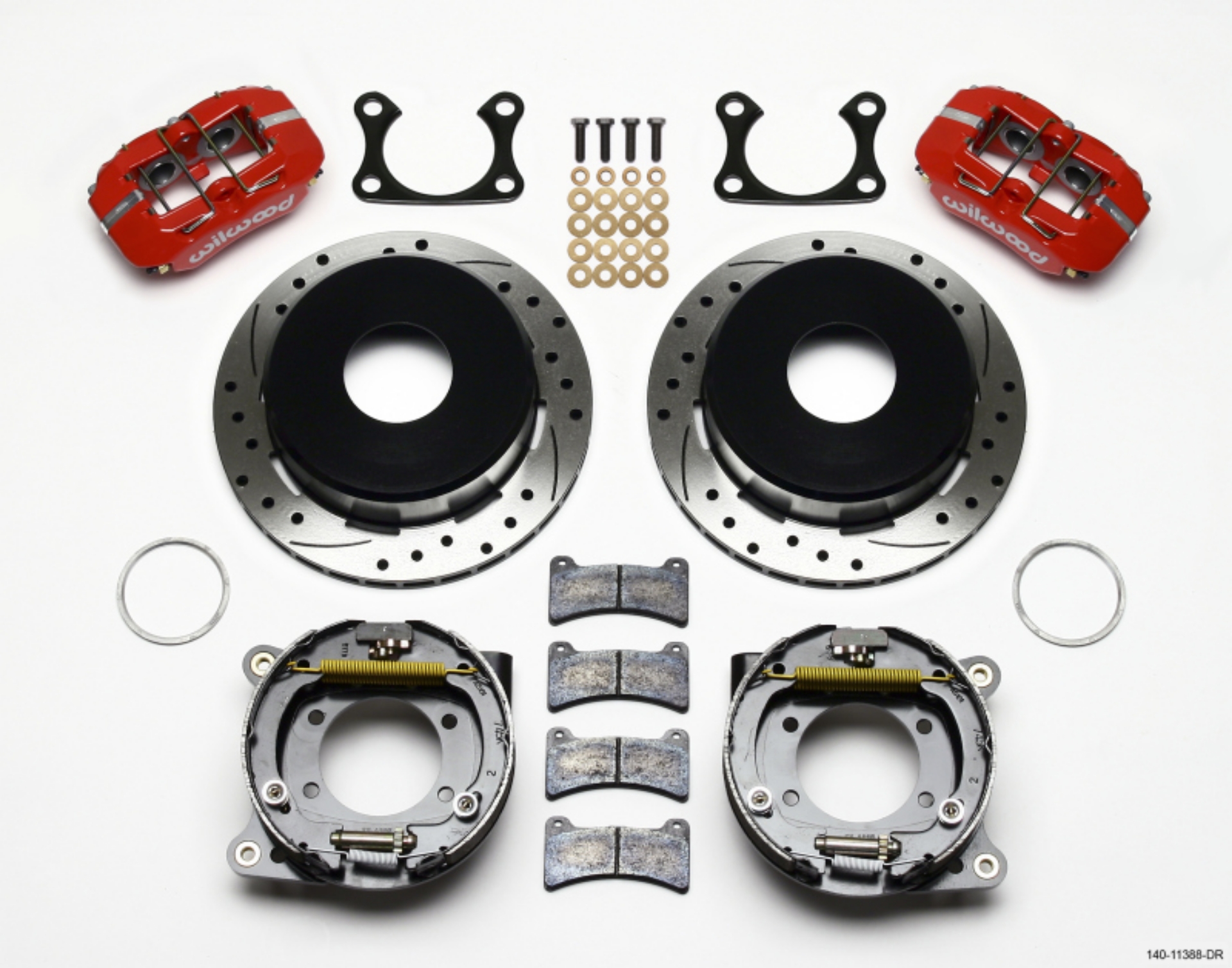 Picture of Wilwood Dynapro Low-Profile 11-00in P-Brake Kit Drill-Red Big Ford 2-36in Offset Currie