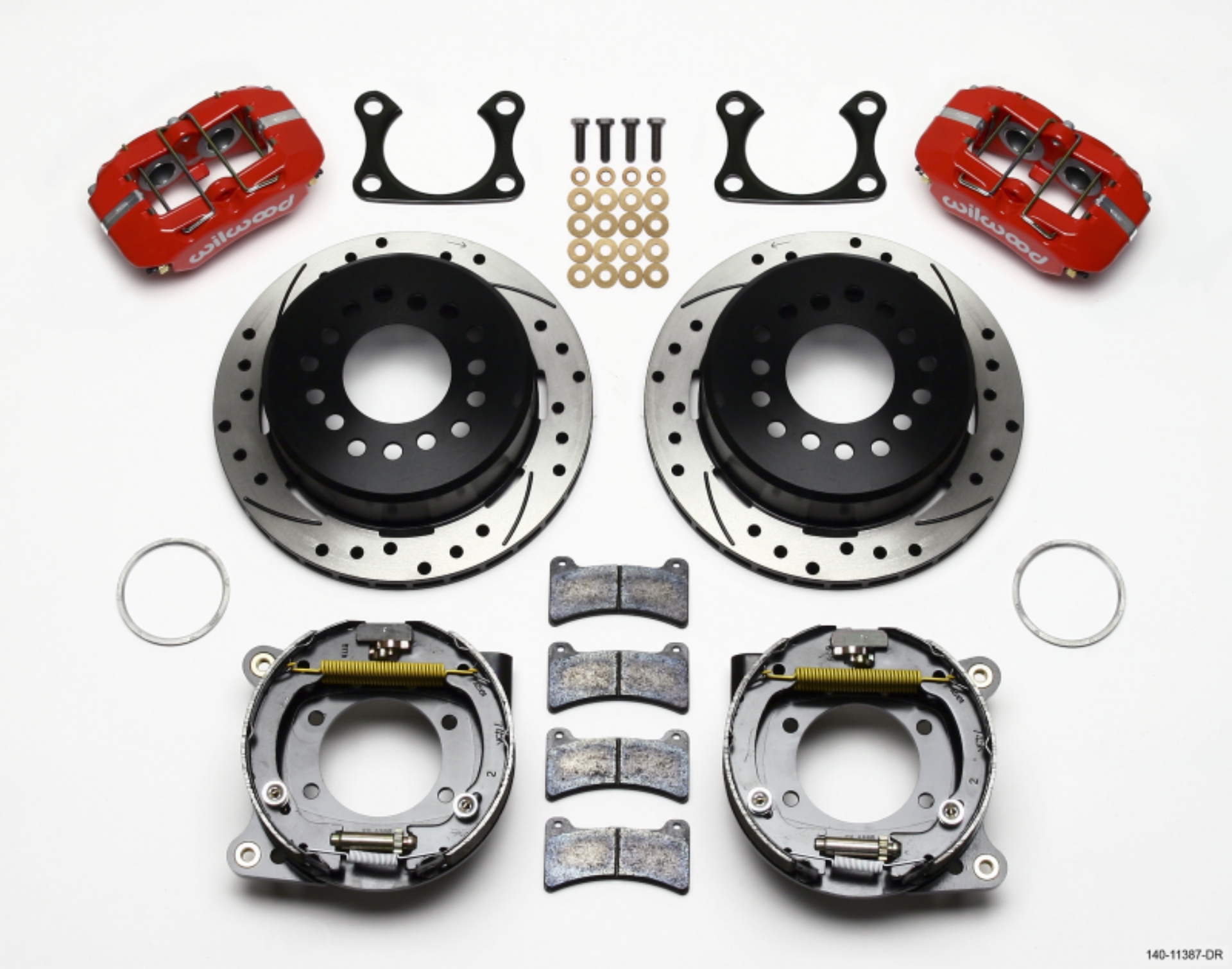 Picture of Wilwood Dynapro Low-Profile 11-00in P-Brake Kit Drill-Red Big Ford 2-36in Offset
