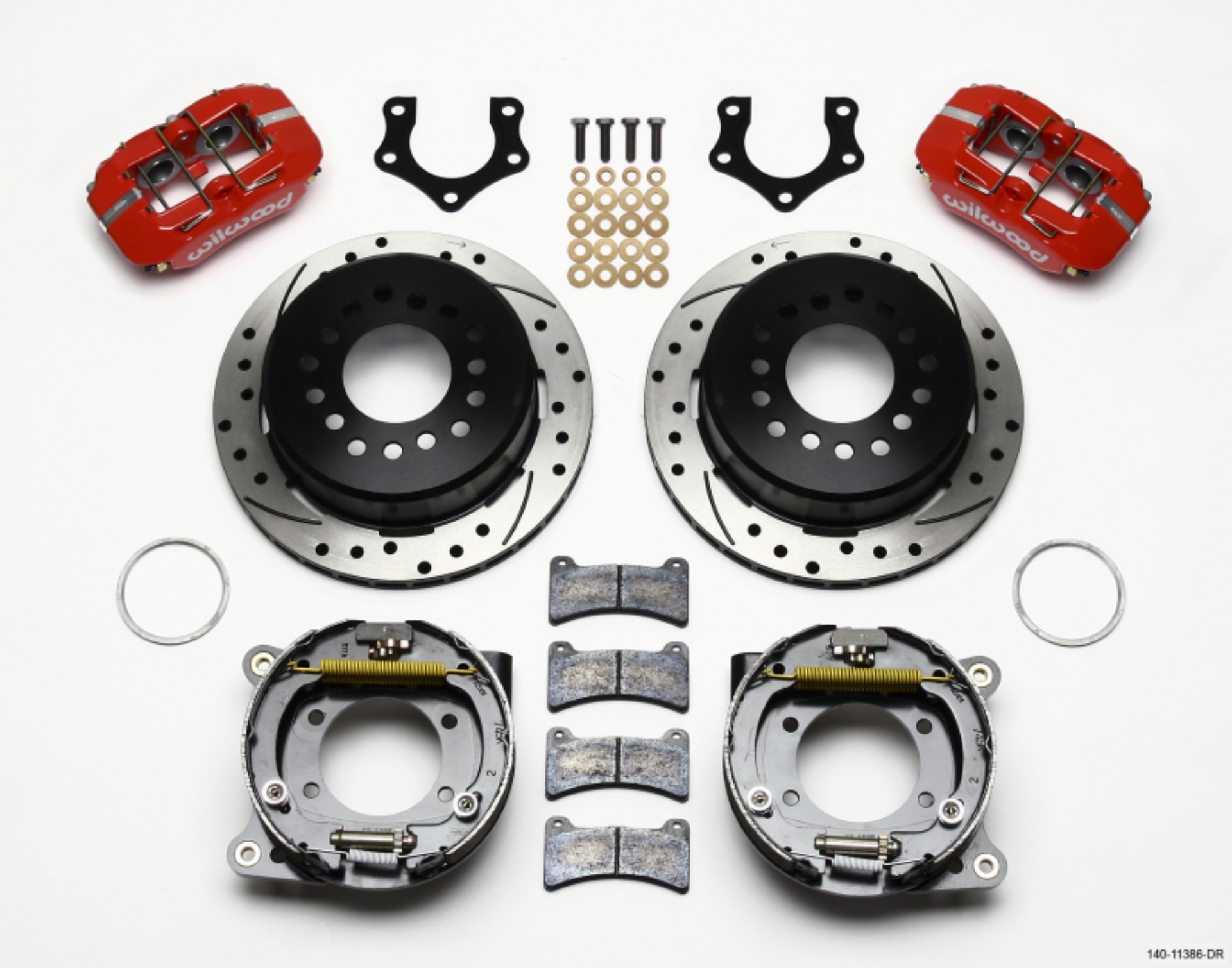Picture of Wilwood Dynapro Low-Profile 11-00in P-Brake Kit Drill-Red Mopar-Dana 2-50in Off w-Snap Ring Bearing