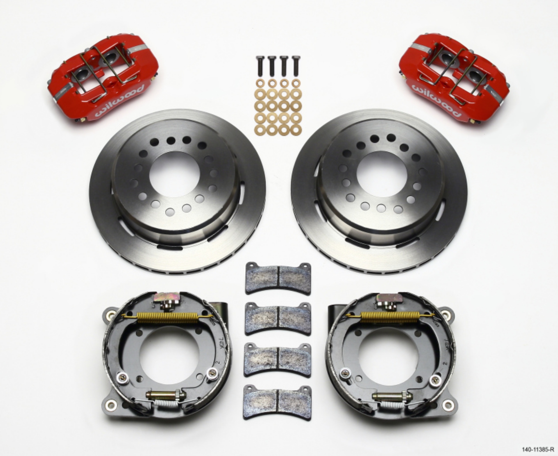 Picture of Wilwood Dynapro Low-Profile 11-00in P-Brake Kit - Red Chevy C-10 2-42 Offset 5-lug