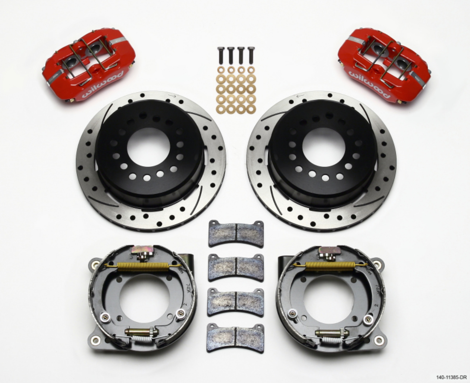 Picture of Wilwood Dynapro Low-Profile 11-00in P-Brake Kit Drill-Red Chevy C-10 2-42 Offset 5-lug