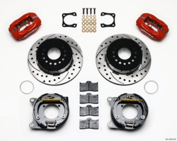 Picture of Wilwood Forged Dynalite P-S Park Brake Kit Drilled Red Chevy 12 Bolt-Spec 3-15in Brng Staggered mt