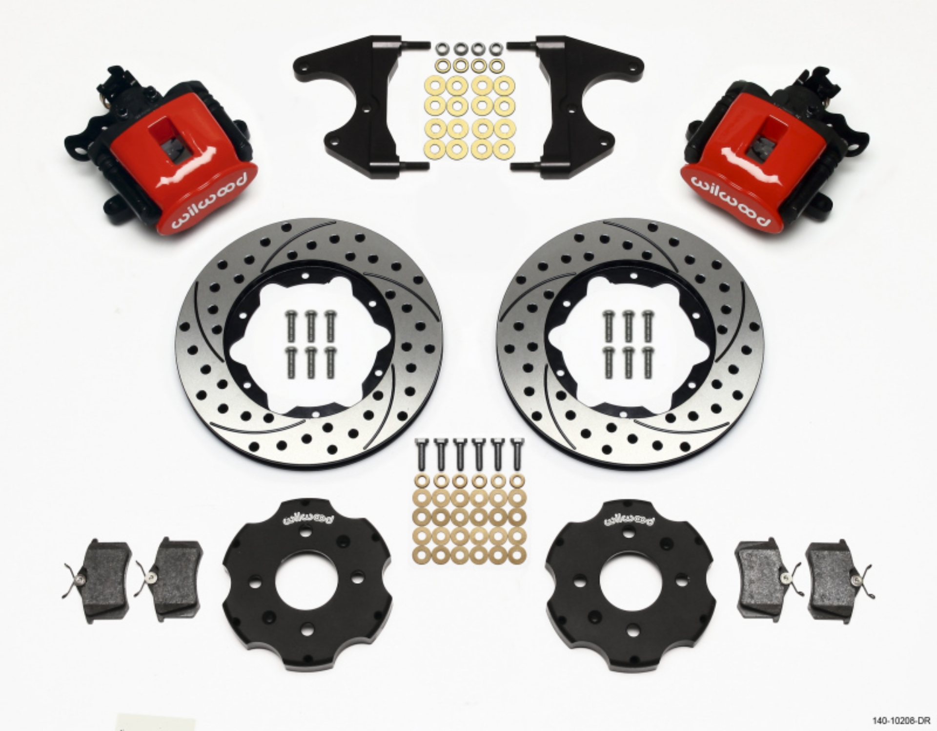 Picture of Wilwood Combination Parking Brake Rear Kit 11-00in Drilled Red Civic - Integra Drum 2-46 Hub Offset