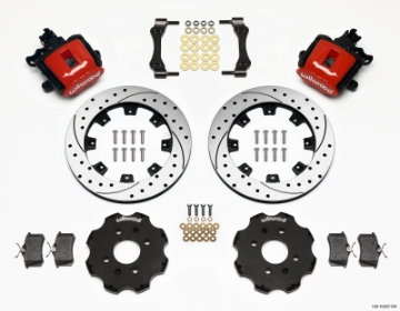Picture of Wilwood Combination Parking Brake Rear Kit 12-19in Drilled Red Civic - Integra Disc 2-39 Hub Offset