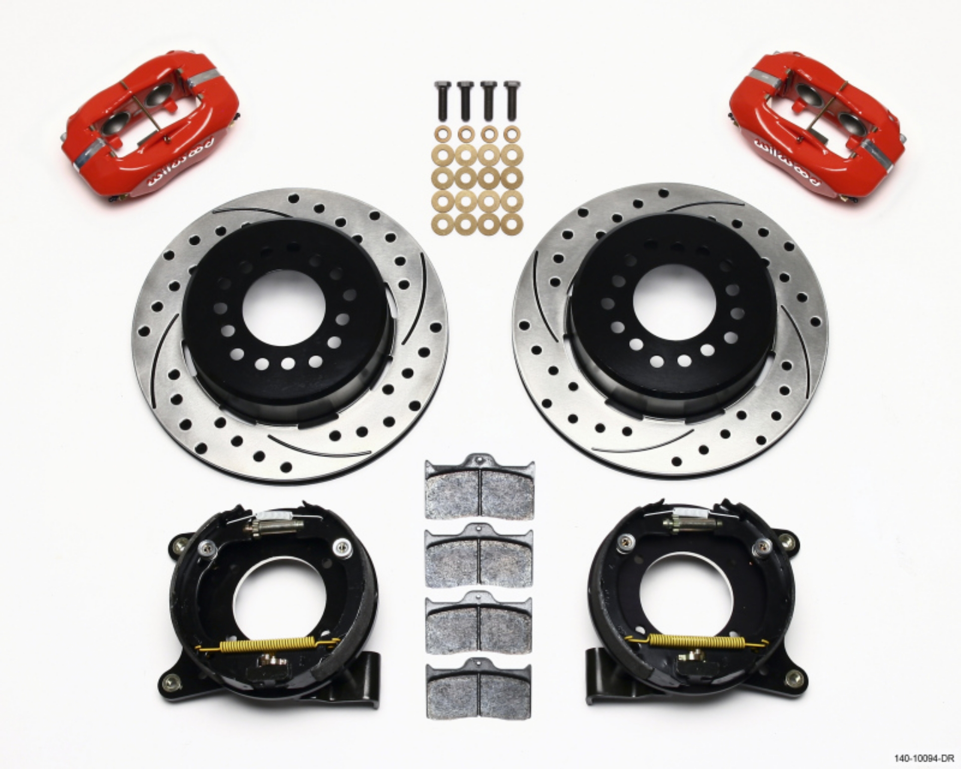 Picture of Wilwood Forged Dynalite P-S Park Brake Kit Drilled Red Chevy C-10 2-42 Offset 5-lug