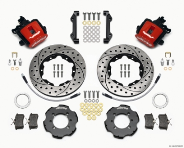 Picture of Wilwood Combination Parking Brake Rear Kit 11-00in Drilled Red 2012 Fiat 500 w- Lines