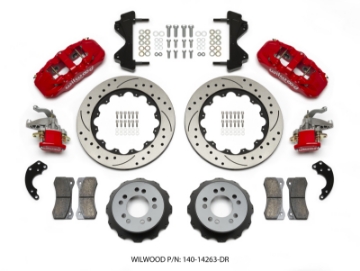 Picture of Wilwood AERO4 - MC4 Rear Kit 14-00 Drilled Red Currie Pro-Tour Unit Bearing Floater