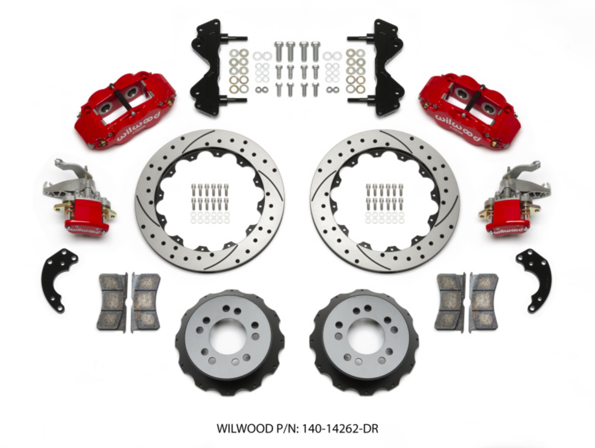 Picture of Wilwood Narrow Superlite 4R - MC4 Rear Kit 12-88 Drilled Red Currie Pro-Tour Unit Bearing Floater