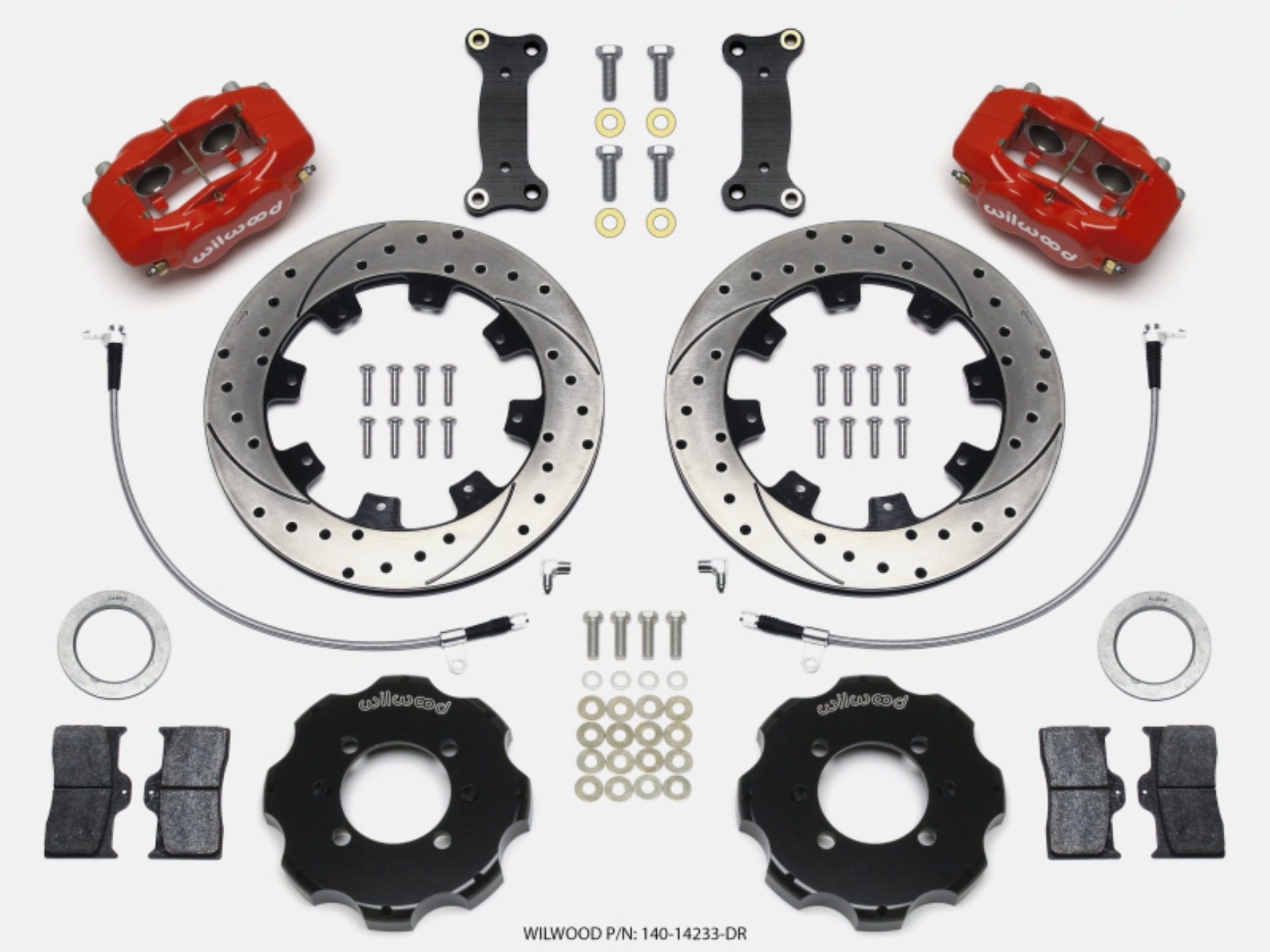 Picture of Wilwood Forged Dynalite Front Hat Kit 12-19in Drilled Red 2016-Up Mazda MX5 Miata w- Lines