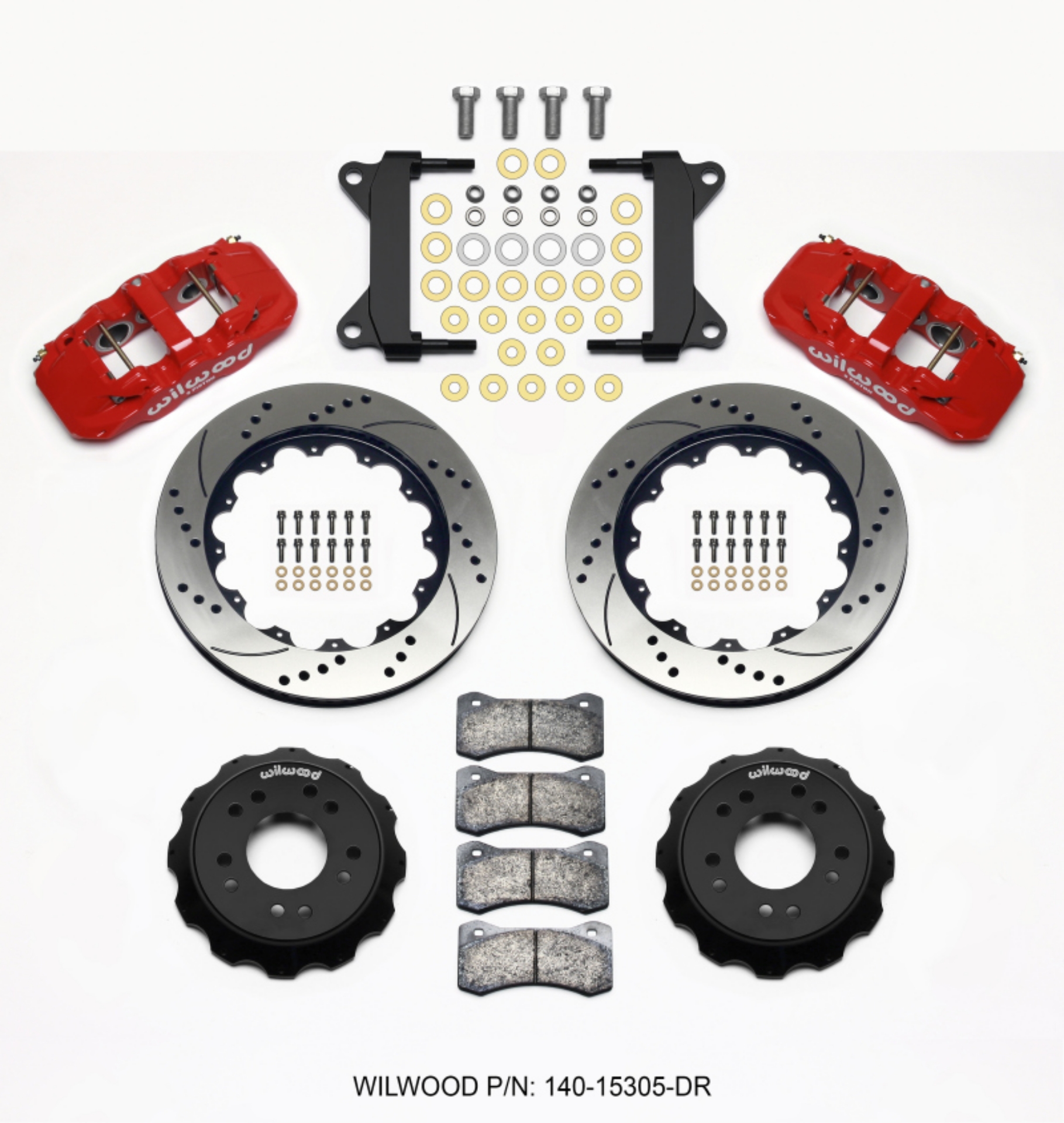 Picture of Wilwood AERO6 Front Hat Kit 14-00 Drilled Red 63-87 C10 w- Wilwood Pro Spindles