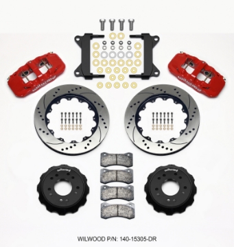 Picture of Wilwood AERO6 Front Hat Kit 14-00 Drilled Red 63-87 C10 w- Wilwood Pro Spindles