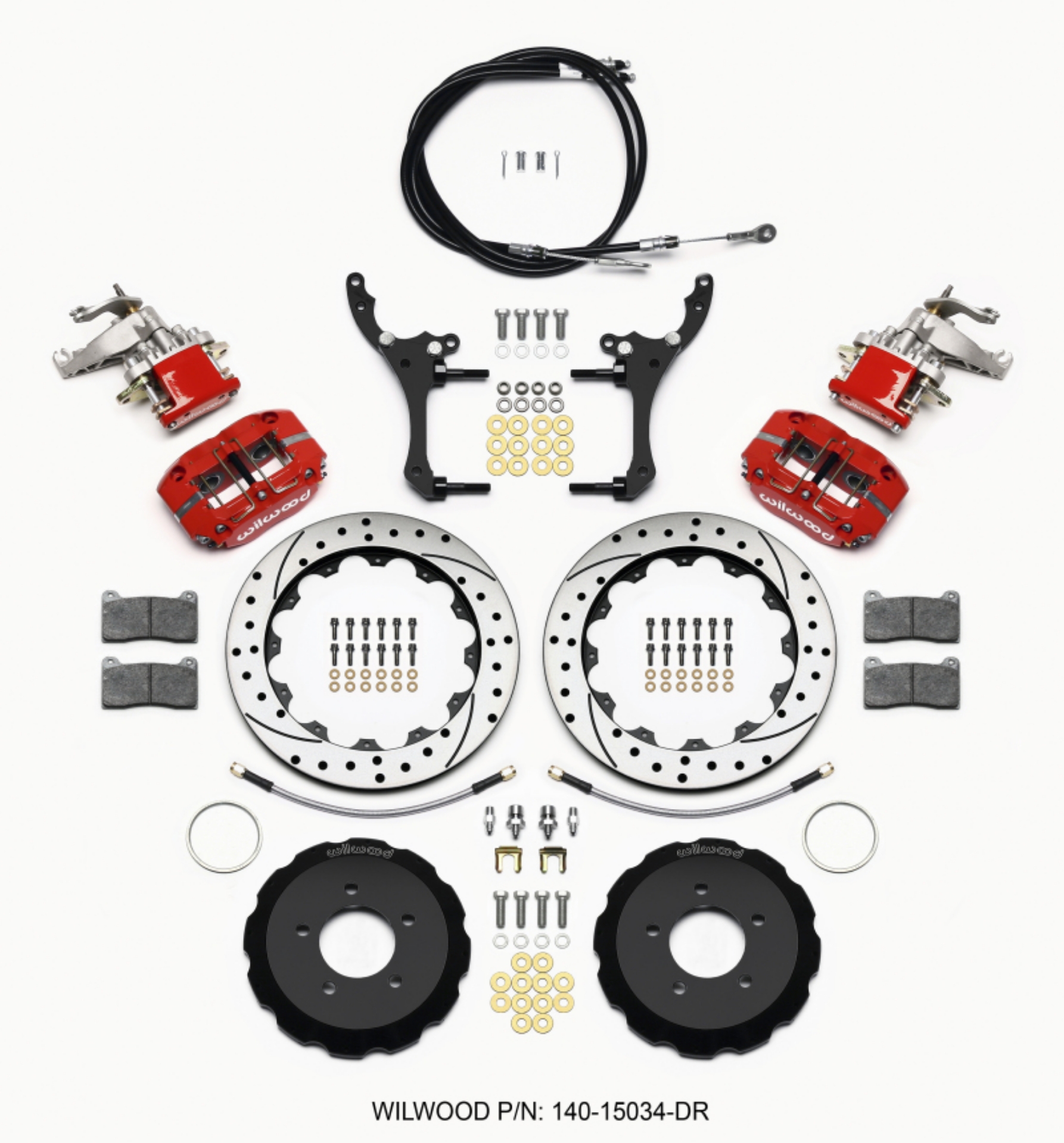 Picture of Wilwood Dynapro Radial4 - MC4 Rear Kit 12-88 Drilled Red 2006-15 Miata w-Lines & Cables