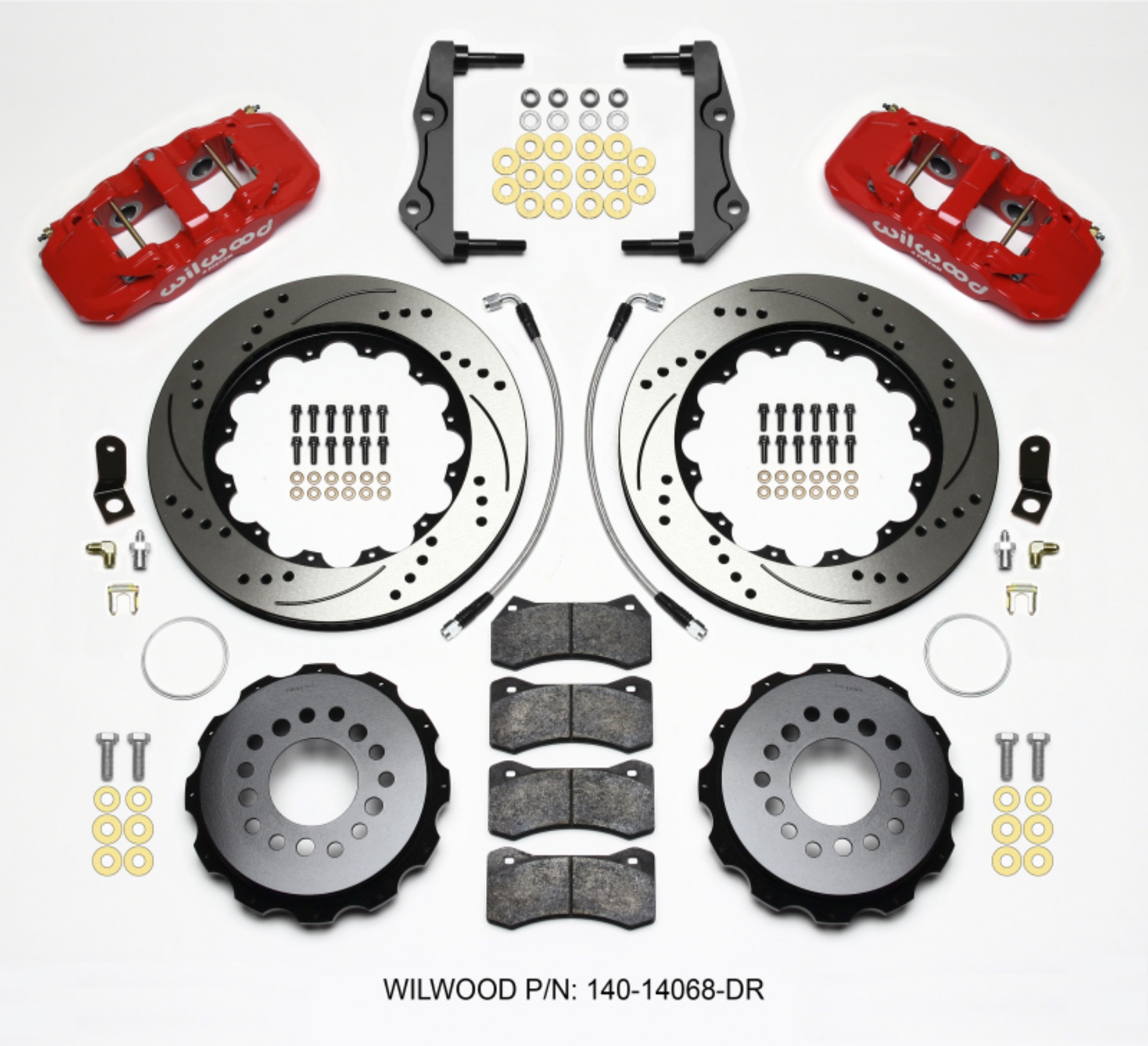 Picture of Wilwood AERO4 Rear Kit 14-25in Drilled Red 2014-Up Challenger w-Lines