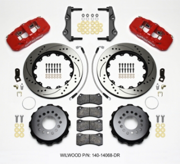 Picture of Wilwood AERO4 Rear Kit 14-25in Drilled Red 2014-Up Challenger w-Lines