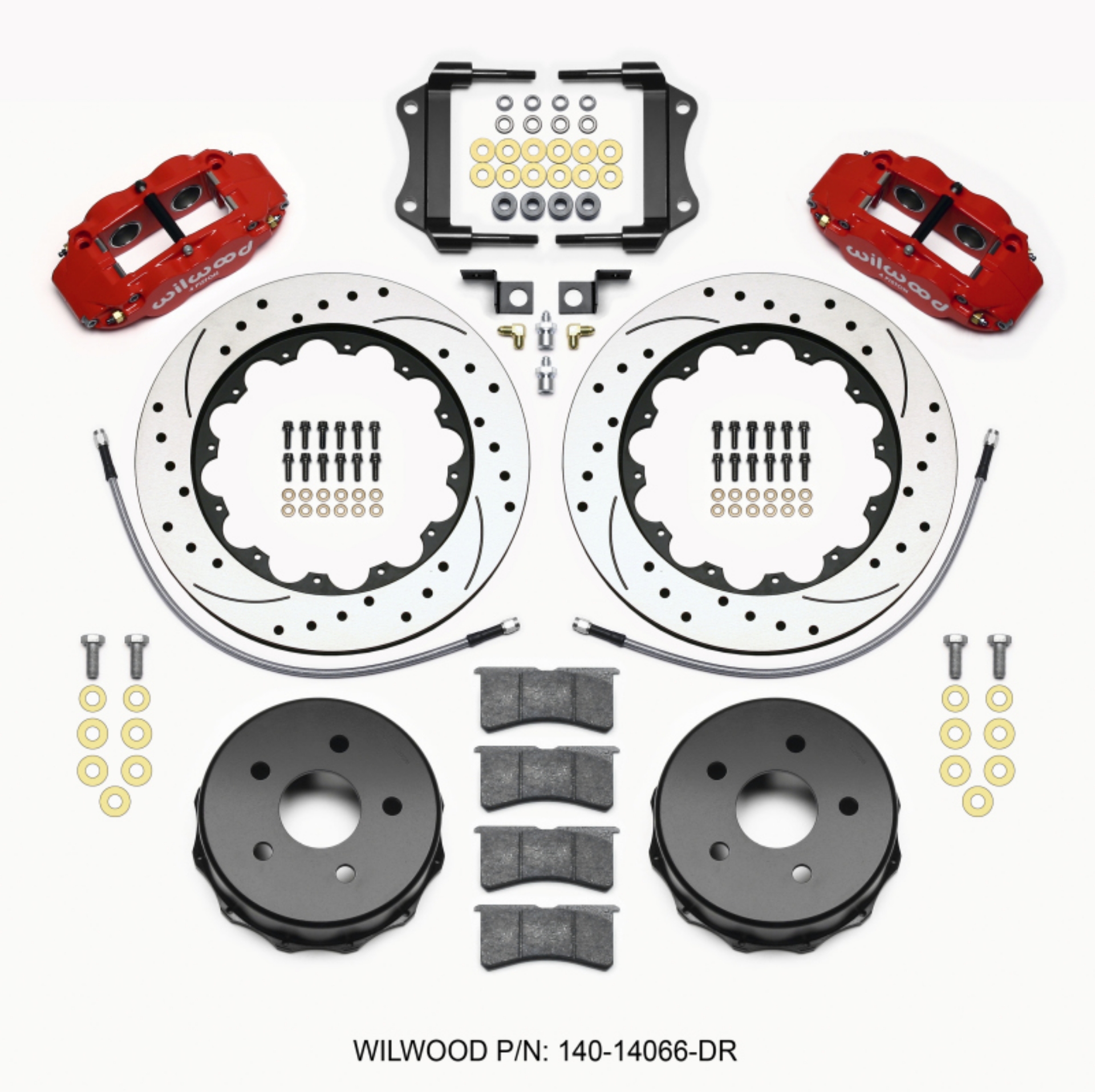 Picture of Wilwood Narrow Superlite 4R Rear Kit 14-00in Drilled Red 2007-up Jeep JK w-Lines