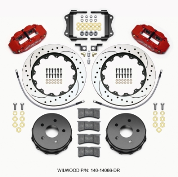 Picture of Wilwood Narrow Superlite 4R Rear Kit 14-00in Drilled Red 2007-up Jeep JK w-Lines