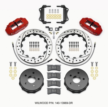 Picture of Wilwood Narrow Superlite 4R Rear Kit 12-88in Drilled Red 2007-up Jeep JK w-Lines