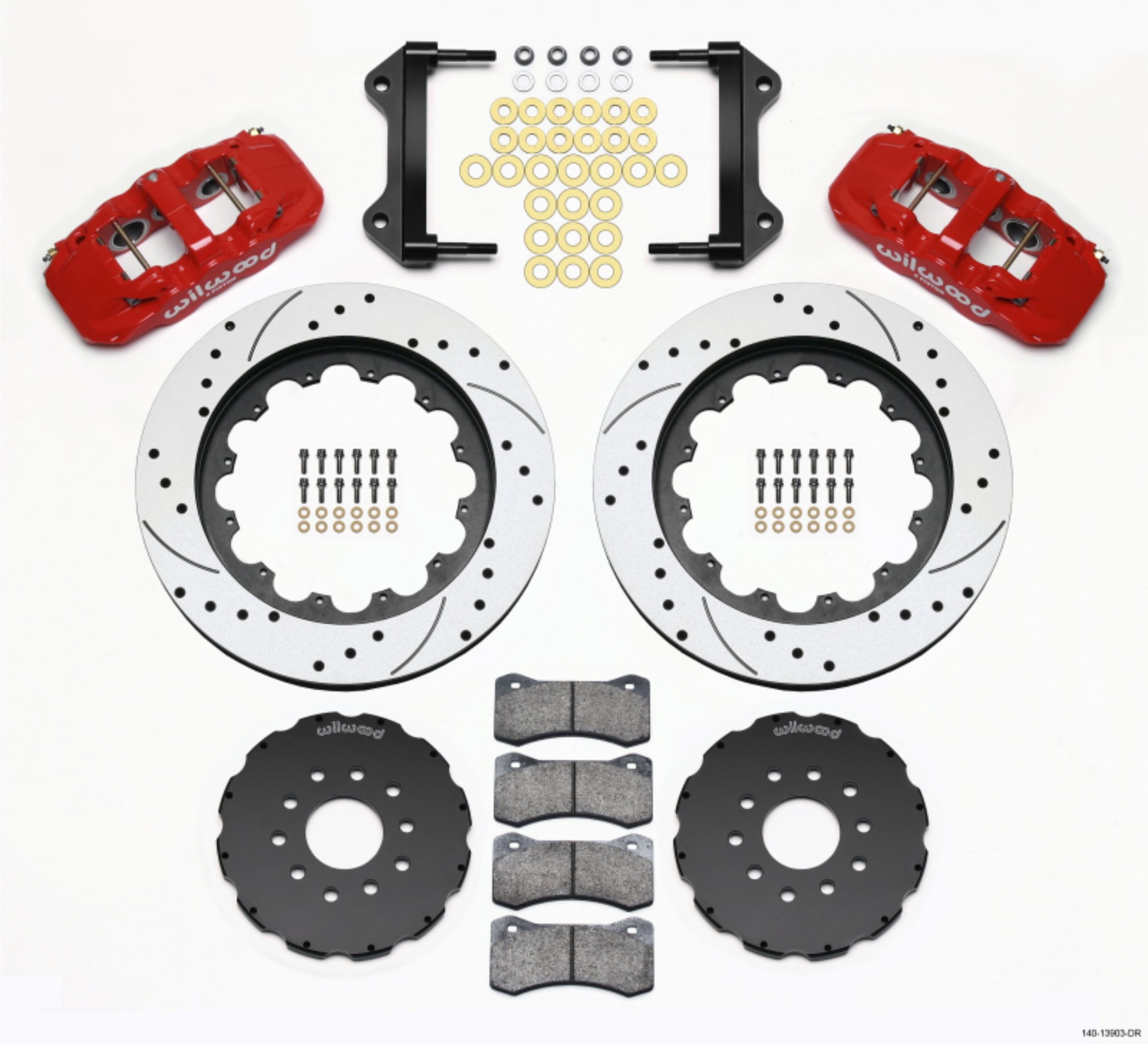 Picture of Wilwood AERO6 Front Hat Kit 15-00 Drilled Red 97-04 Corvette C5-Z06 05-13 C6