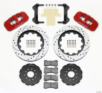 Picture of Wilwood AERO6 Front Hat Kit 15-00 Drilled Red 97-04 Corvette C5-Z06 05-13 C6