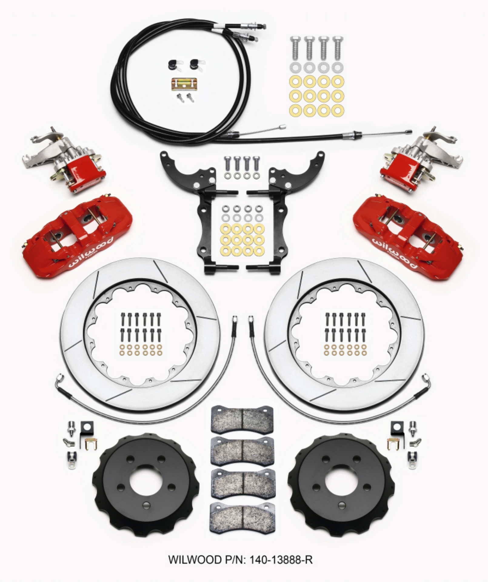 Picture of Wilwood AERO4 - MC4 Rear Kit 14-00 Red 15-23 Mustang w-Lines & Cables