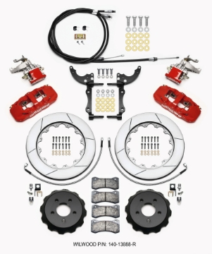 Picture of Wilwood AERO4 - MC4 Rear Kit 14-00 Red 15-23 Mustang w-Lines & Cables