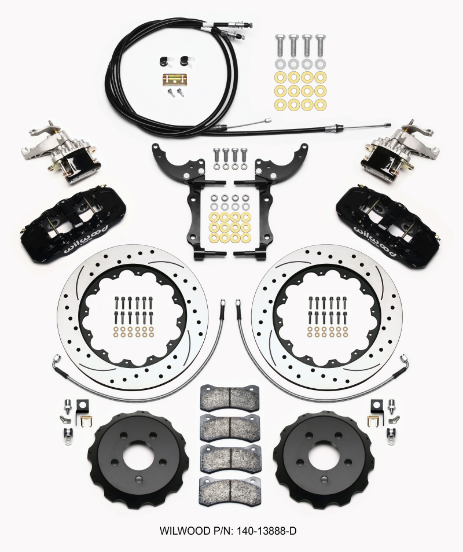 Picture of Wilwood AERO4 - MC4 Rear Kit 14-00 Drilled 15-23 Mustang w-Lines & Cables