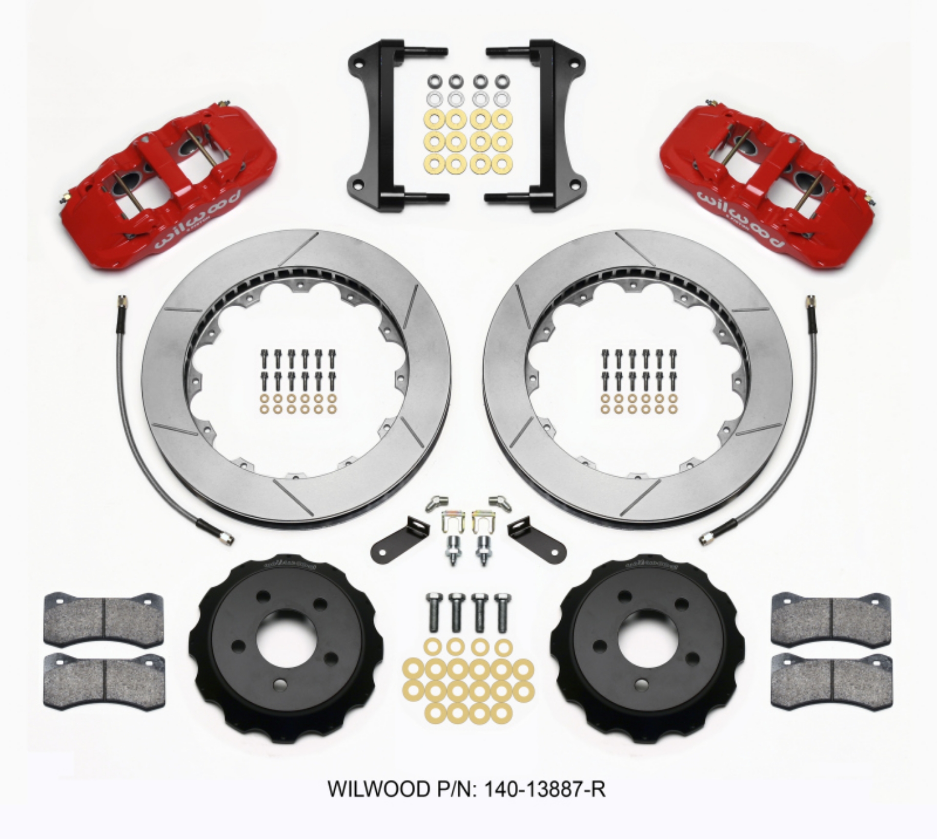 Picture of Wilwood AERO6 Front Hat Kit 15-00 Red 15-23 Mustang w-Lines