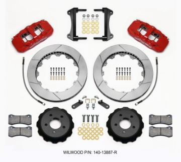 Picture of Wilwood AERO6 Front Hat Kit 15-00 Red 15-23 Mustang w-Lines