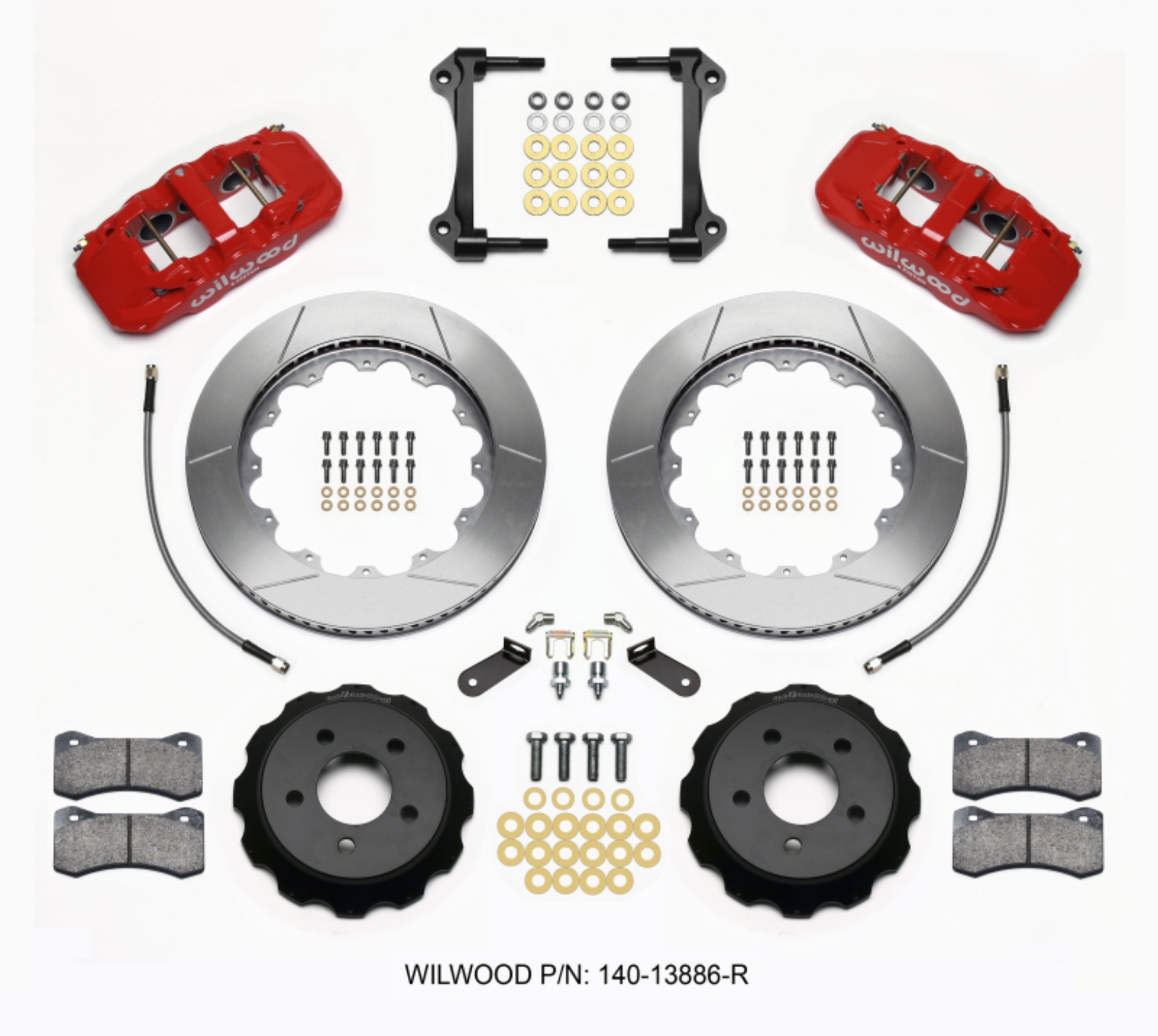 Picture of Wilwood AERO6 Front Hat Kit 14-00 Red 15-23 Mustang w-Lines