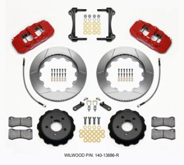 Picture of Wilwood AERO6 Front Hat Kit 14-00 Red 15-23 Mustang w-Lines