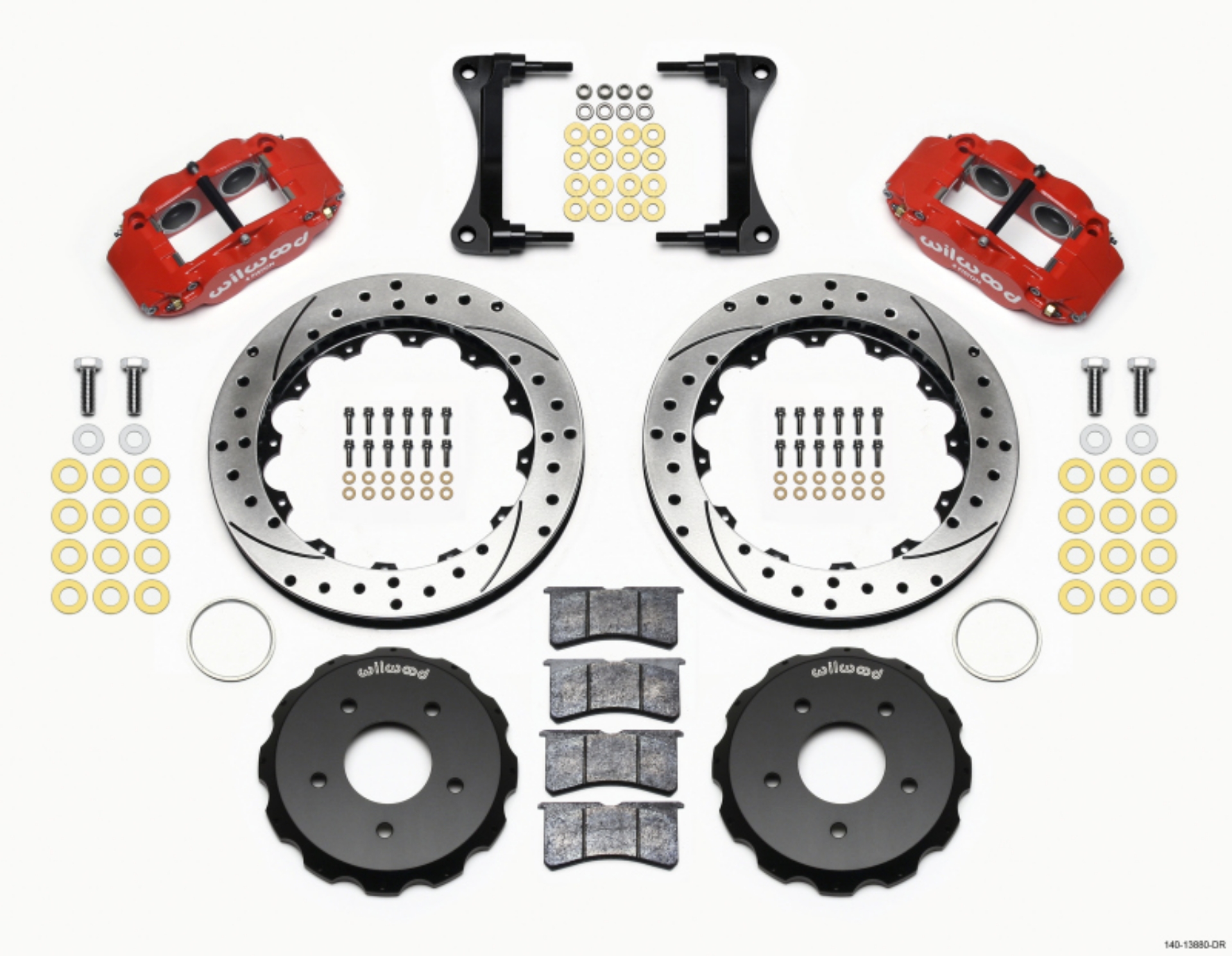 Picture of Wilwood Narrow Superlite 4R Front Hat Kit 12-88in Drill Red 2007-Up Jeep Wrangler