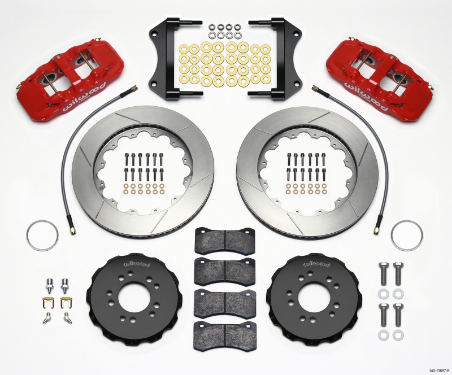 Picture of Wilwood AERO6 Front Hat Kit 14-25 Red 2014-Up Corvette C7 w-Lines